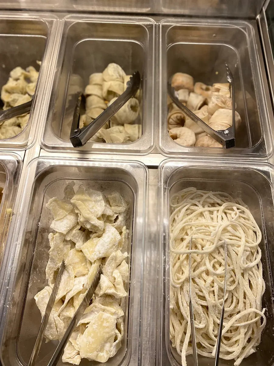 Area for filling plates with fresh vegetables