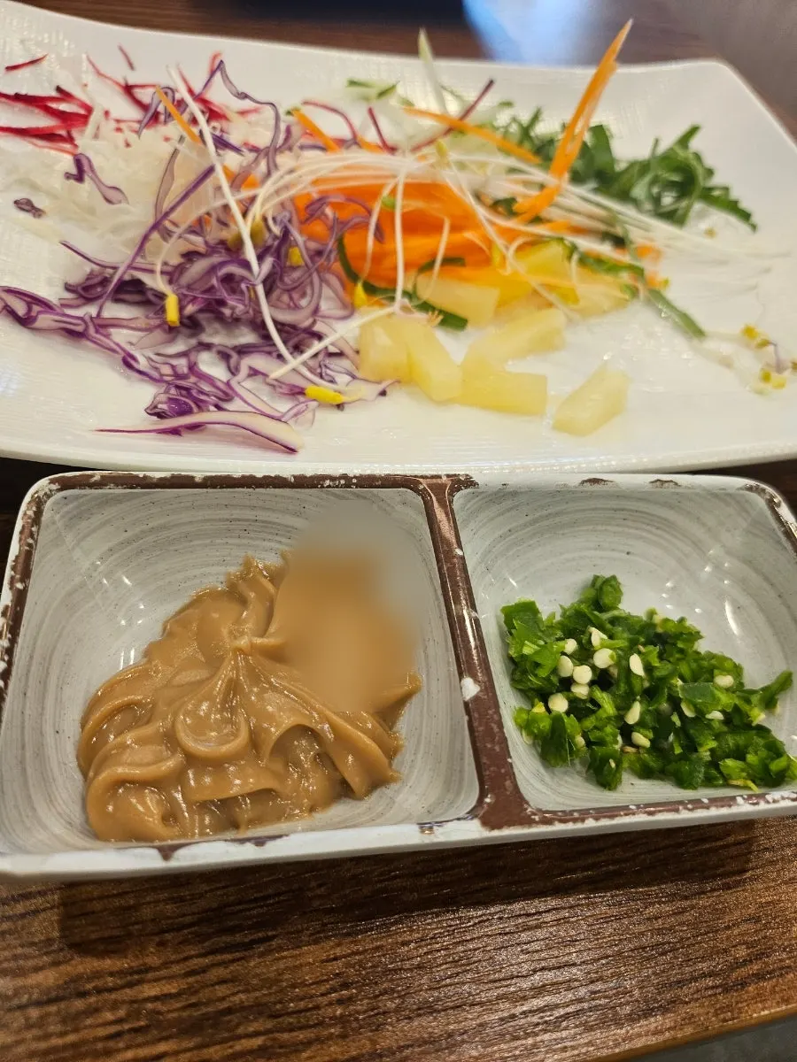 Variety of prepared shabu-shabu ingredients
