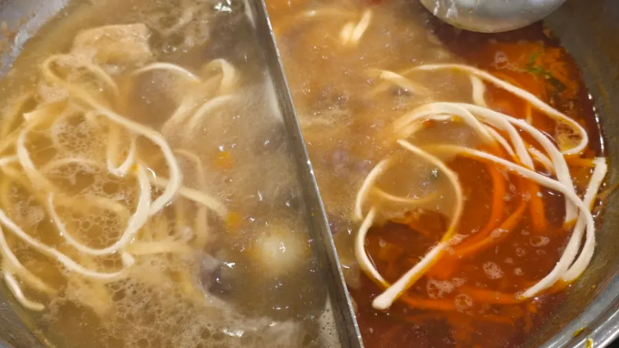Kalguksu and juk ingredients after shabu-shabu