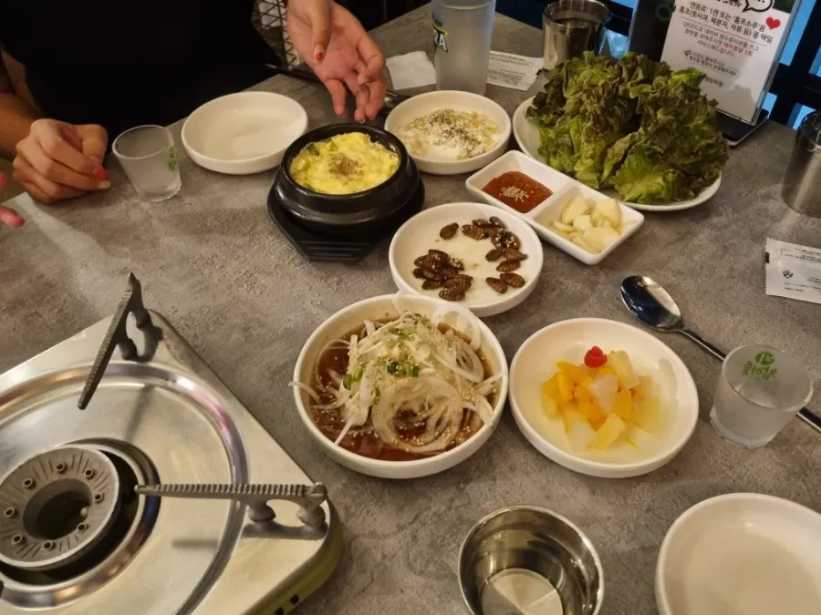 Complimentary steamed egg and basic side dishes
