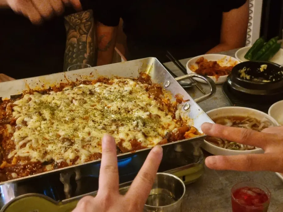 Second round of gopchang with extra cheese added