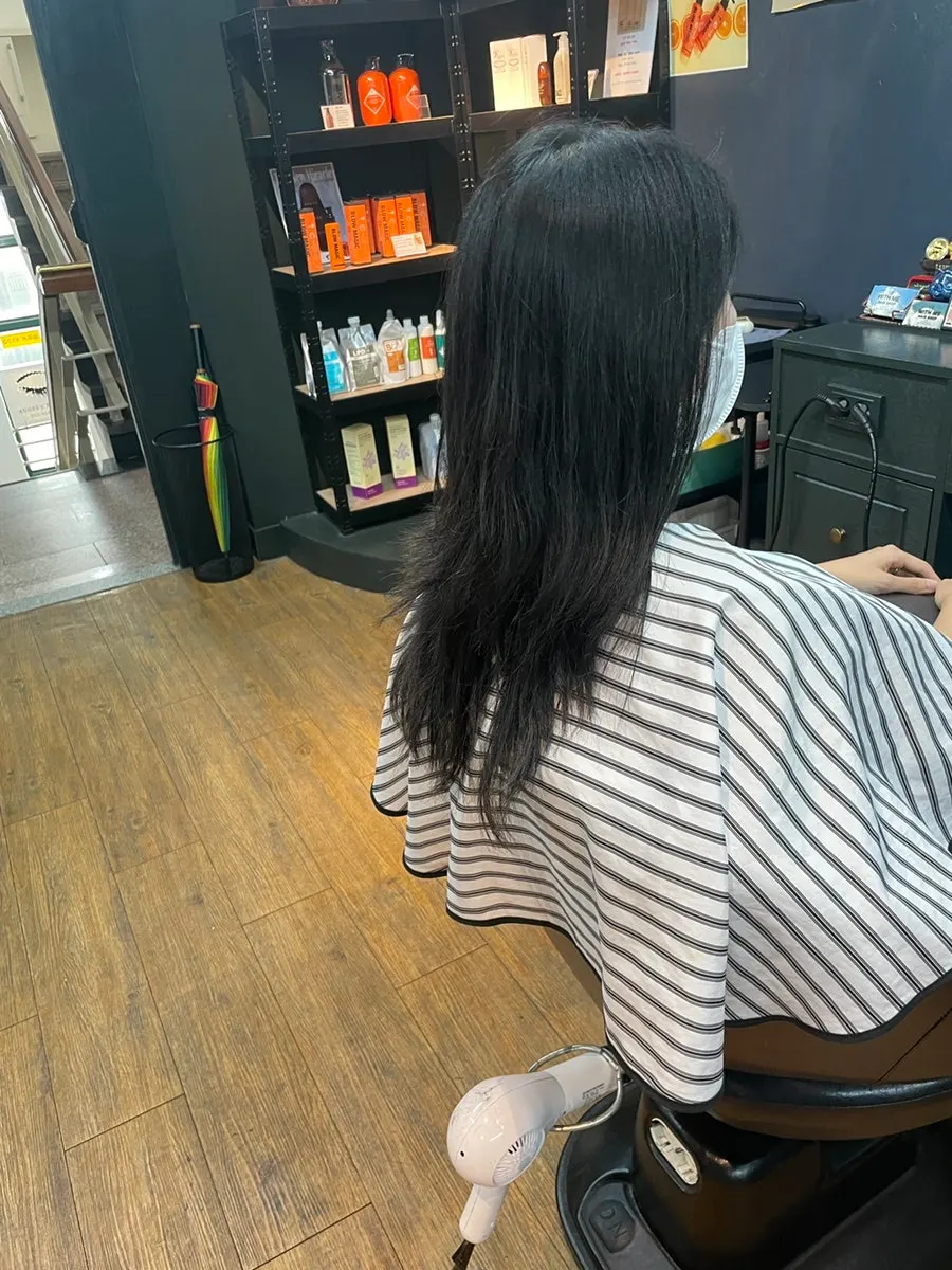 시술 전 곱슬기 있는 비포 헤어