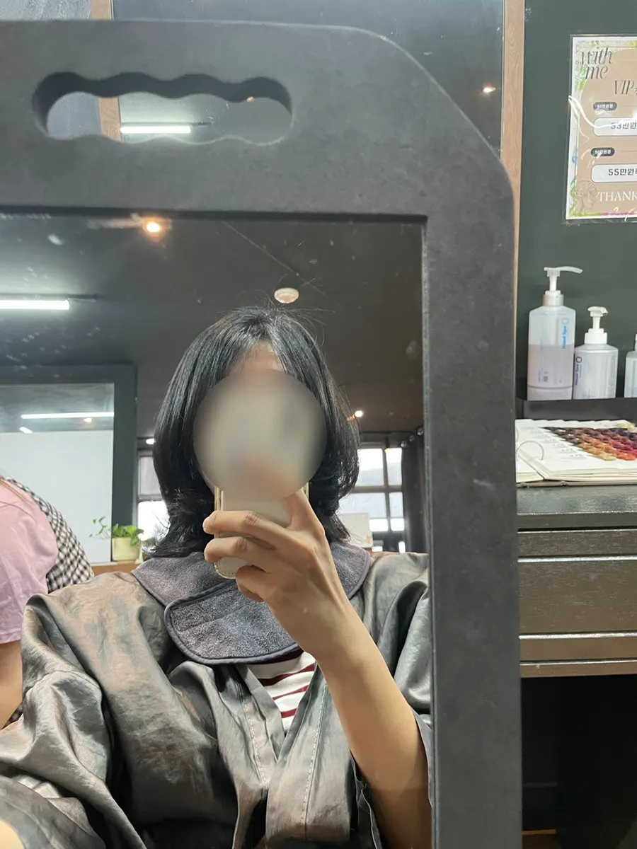고데기로 아래쪽 C컬을 잡는 과정