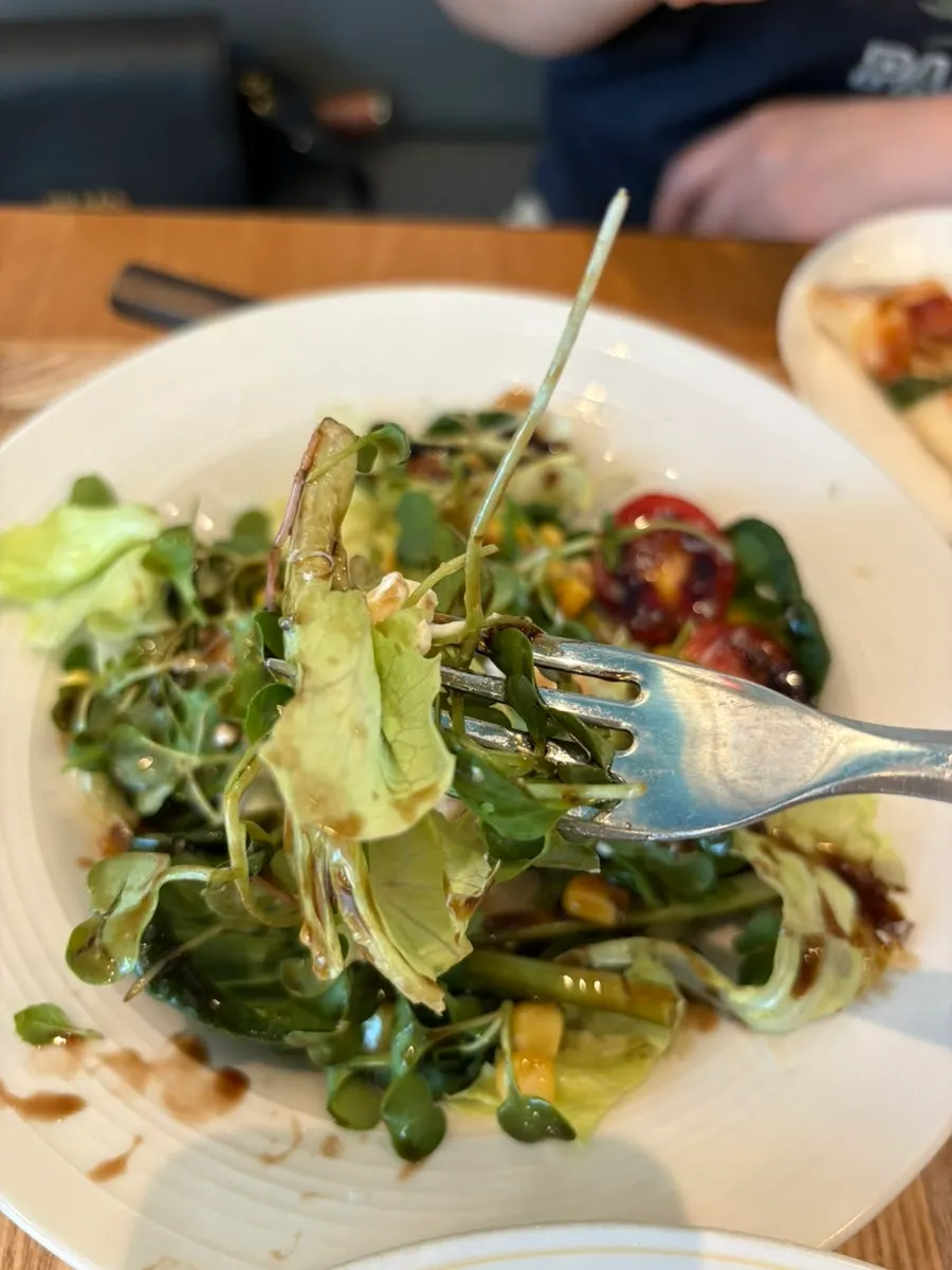 House salad topped with ricotta cheese