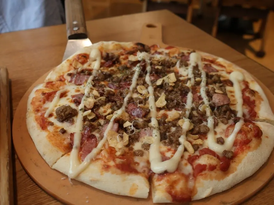 A whole bulgogi wood-fired pizza at Withwich