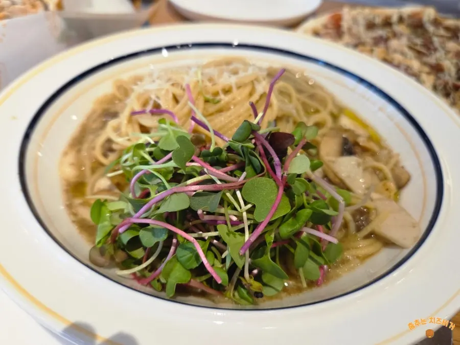 A plate of Withwich's truffle mushroom pasta