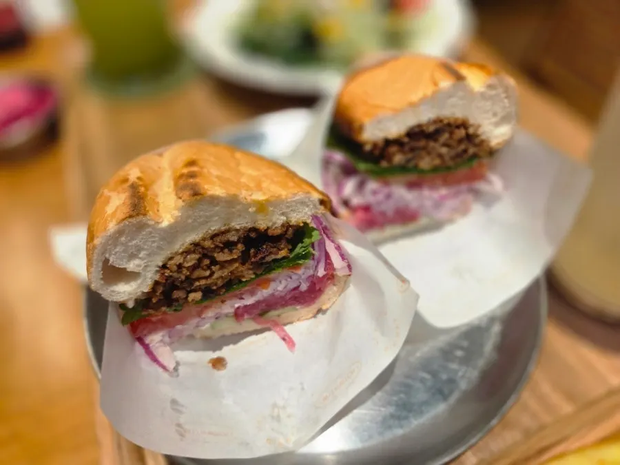Spicy perilla leaf bulgogi sandwich