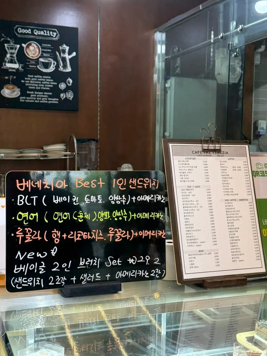 Menu board at Cafe The Venezia