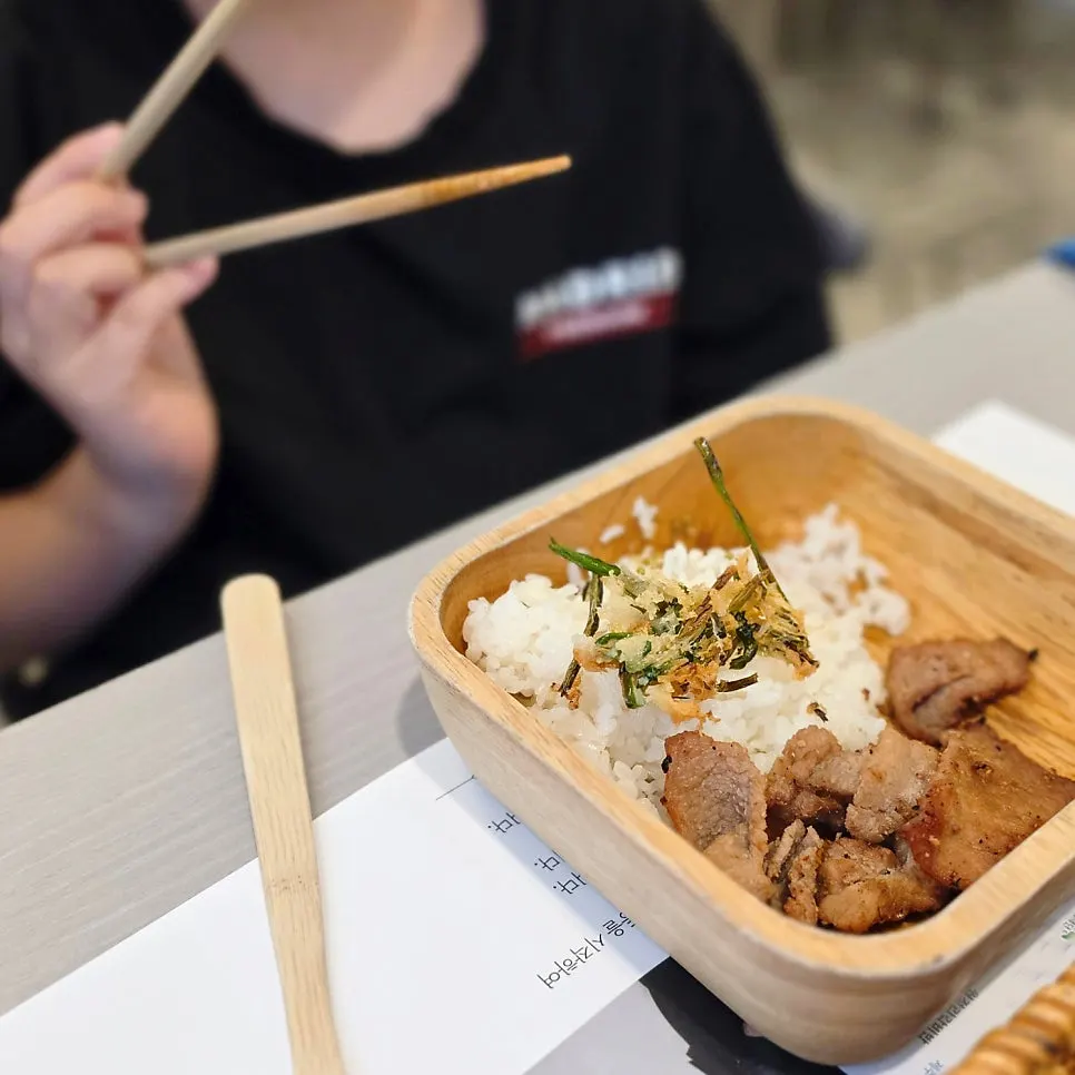 Kids' meal with rice and soy-sauce grilled marinated meat