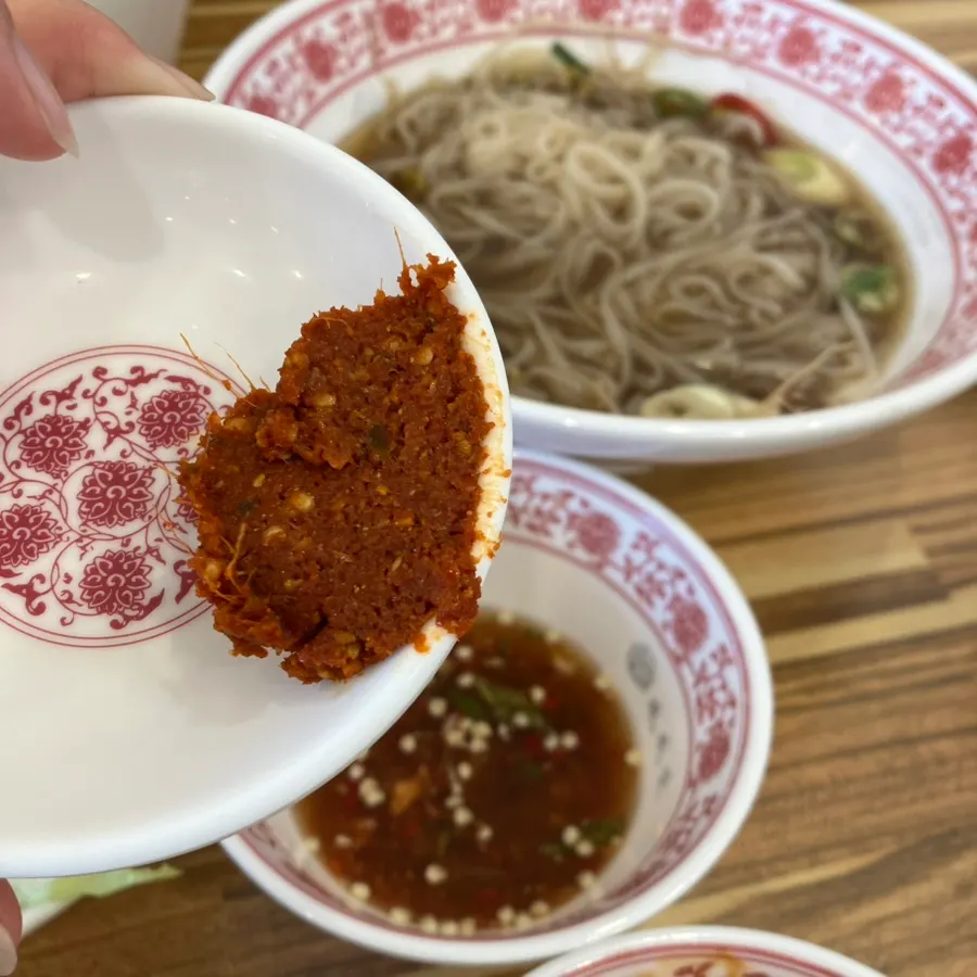 Chili paste added to the pho