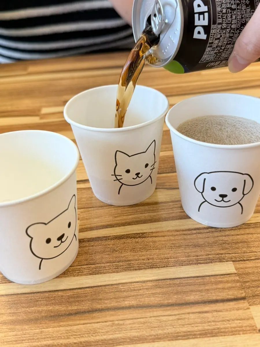 Zero-sugar cola served first in a paper cup