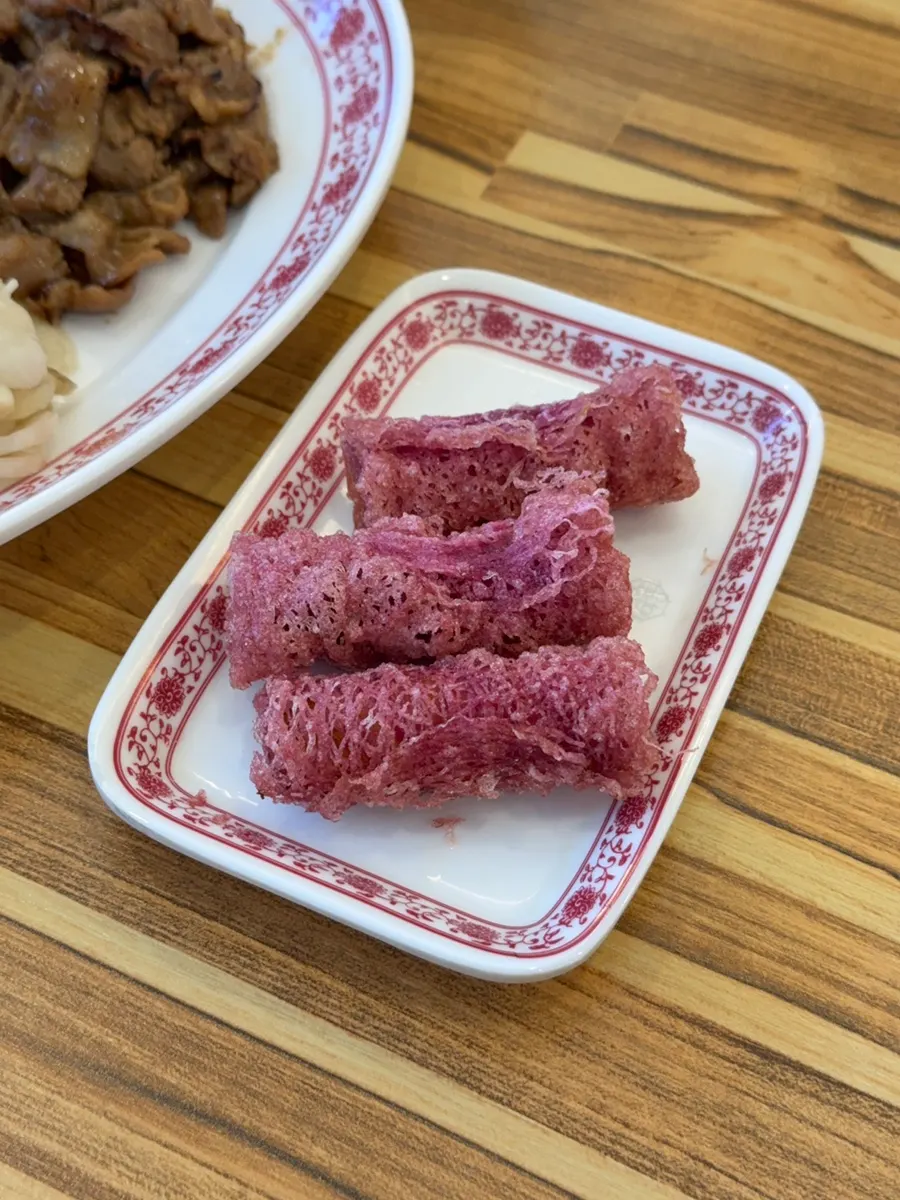Three pieces of crispy fried sweet potato cha gio