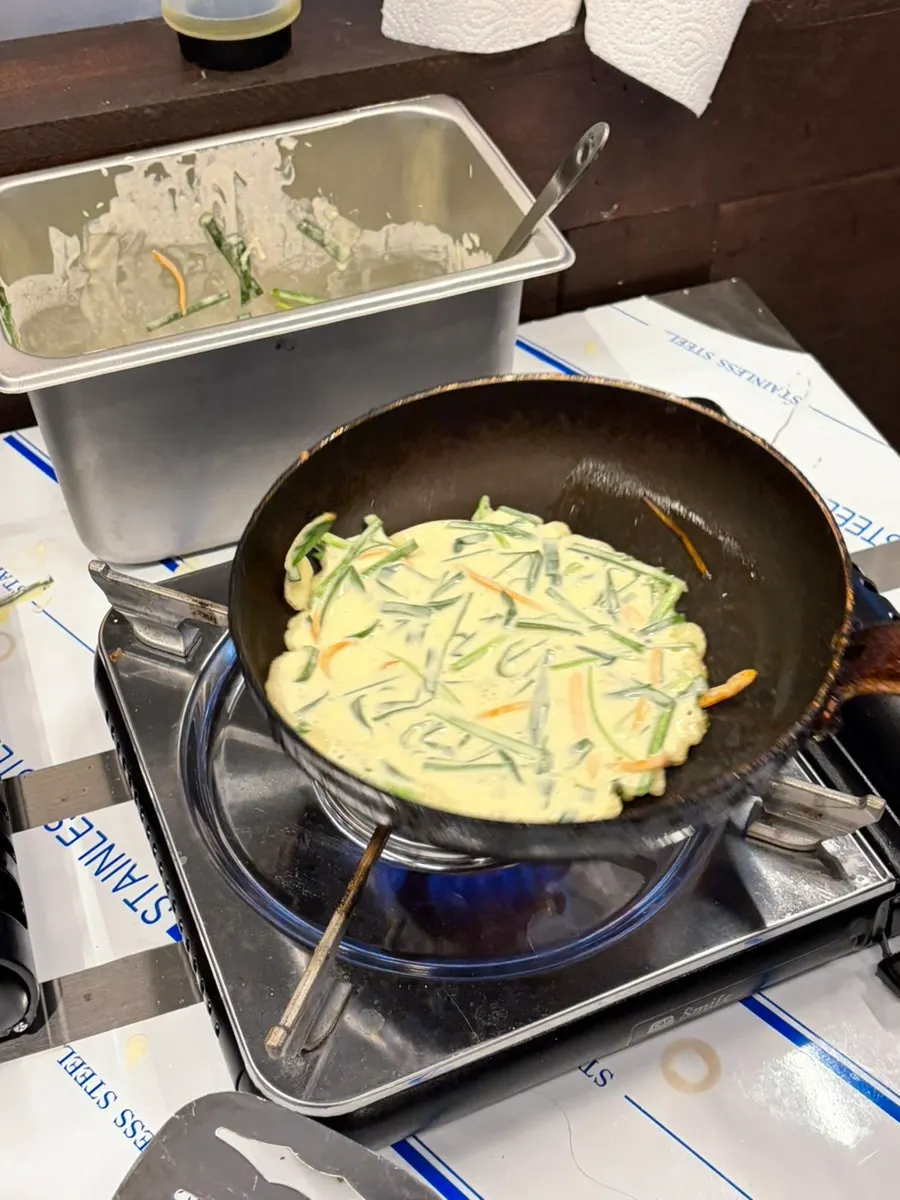 Golden-brown self-cooked pancakes