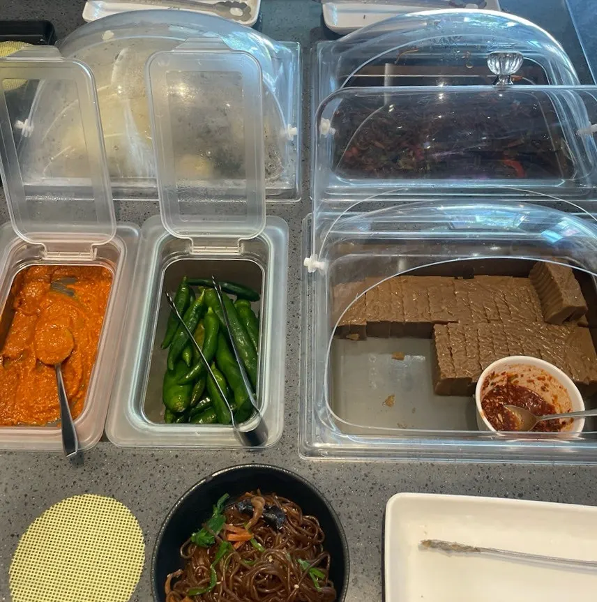 Self-serve bar corner where guests can help themselves to banchan