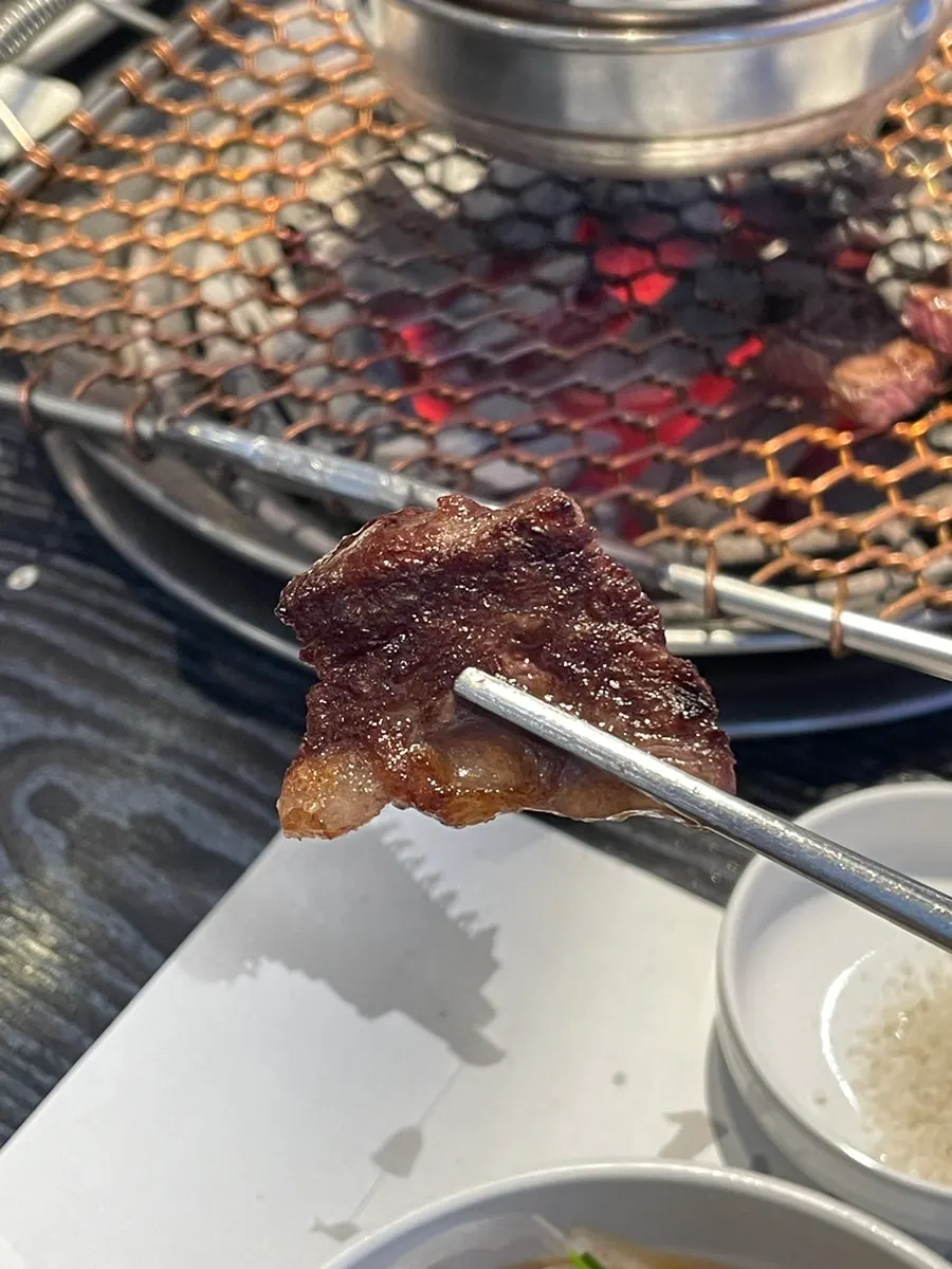 Flower ribeye cooking to a golden brown