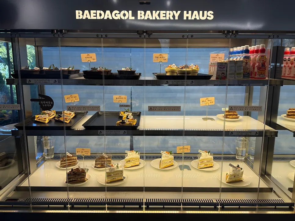 Close-up view of the bakery display