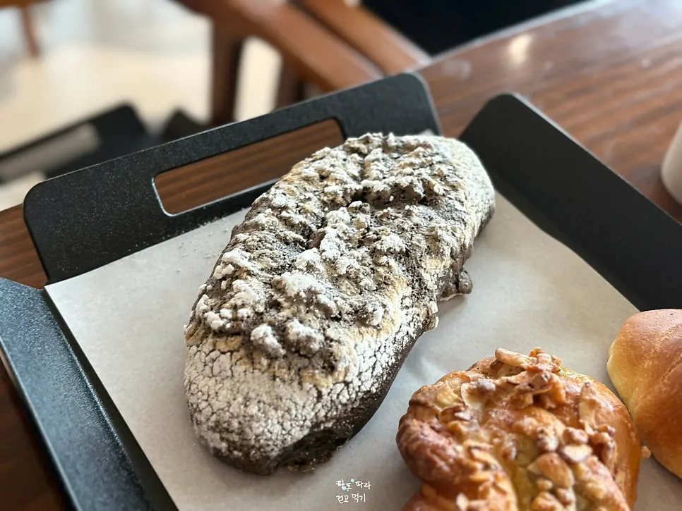 Cross-section of salt bread showing the inside