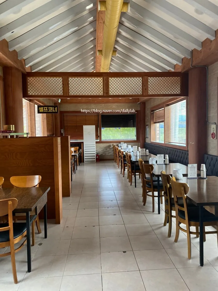 Interior with generously spaced tables