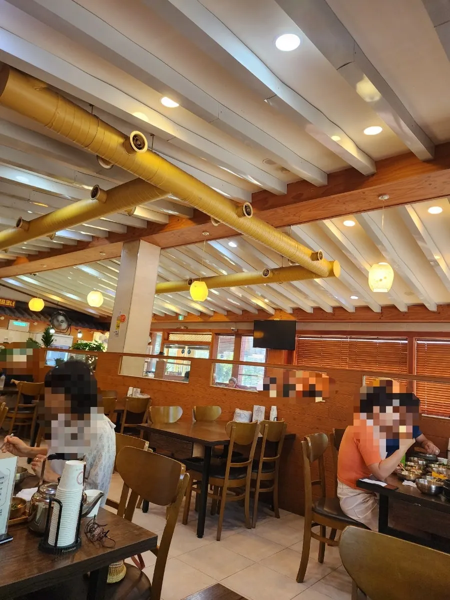 Korean restaurant exterior with a large parking lot