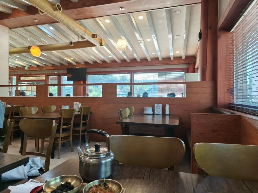 Seating area inside the hanjeongsik restaurant