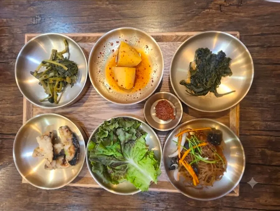 Table set with an array of side dishes