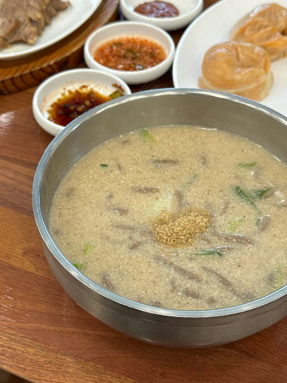 Bowl of house-made perilla buckwheat makguksu