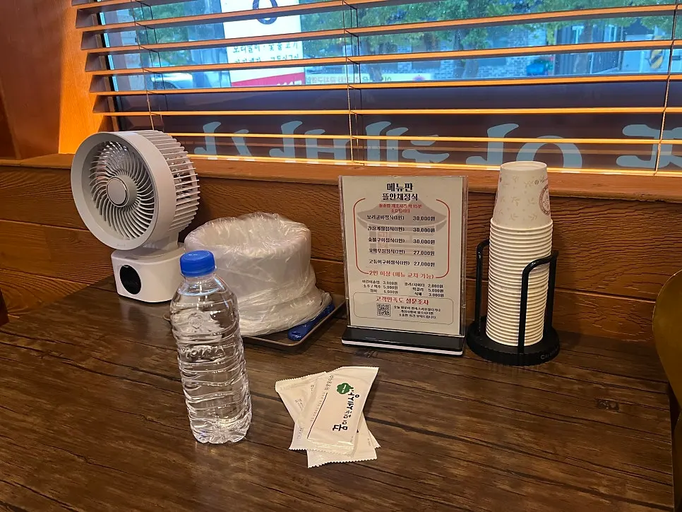 Interior with tables and self-service corner