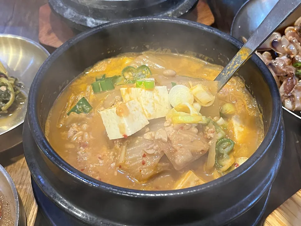 A hearty bowl of cheonggukjang packed with ingredients