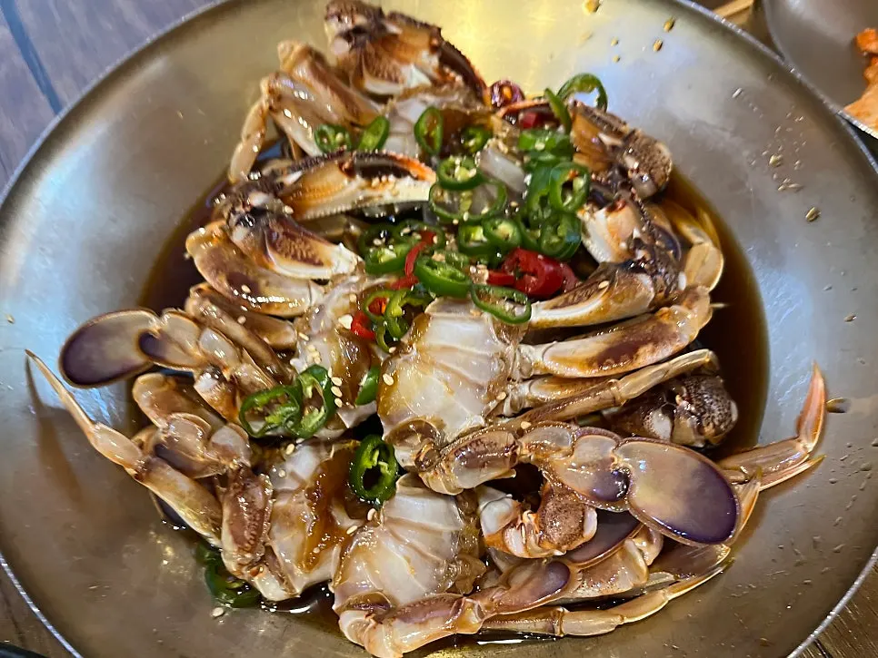 Plate of ganjang gejang with special marinade
