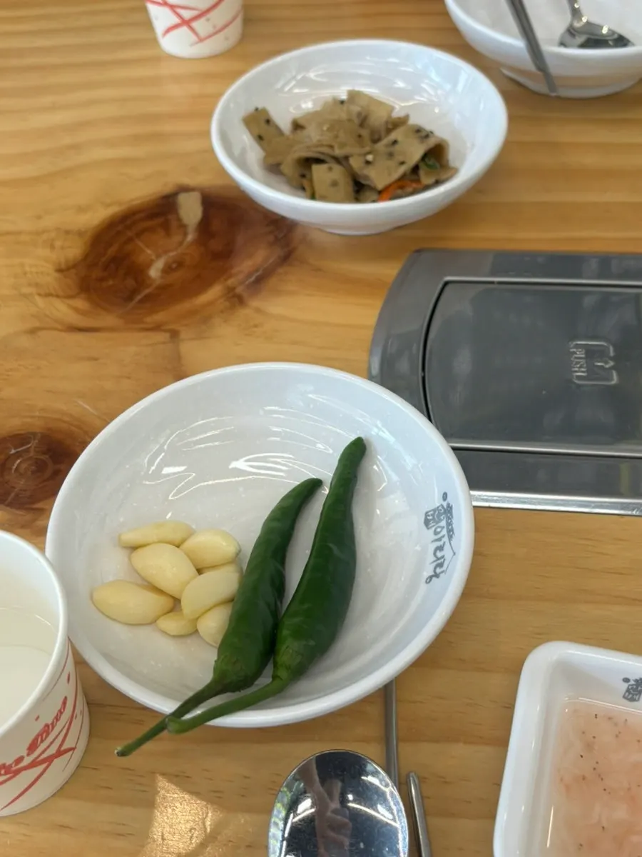 Close-up view of the bossam table spread