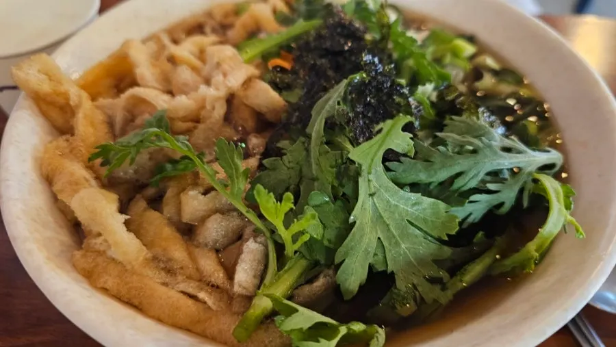A bowl of fish cake udon filled with assorted fish cakes