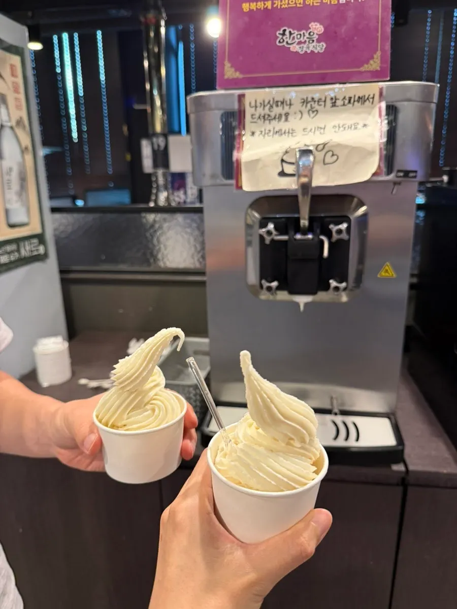 Yogurt ice cream to finish the meal