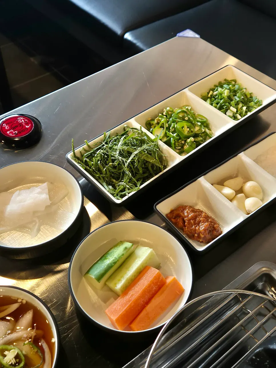Makchang table setting and side dishes