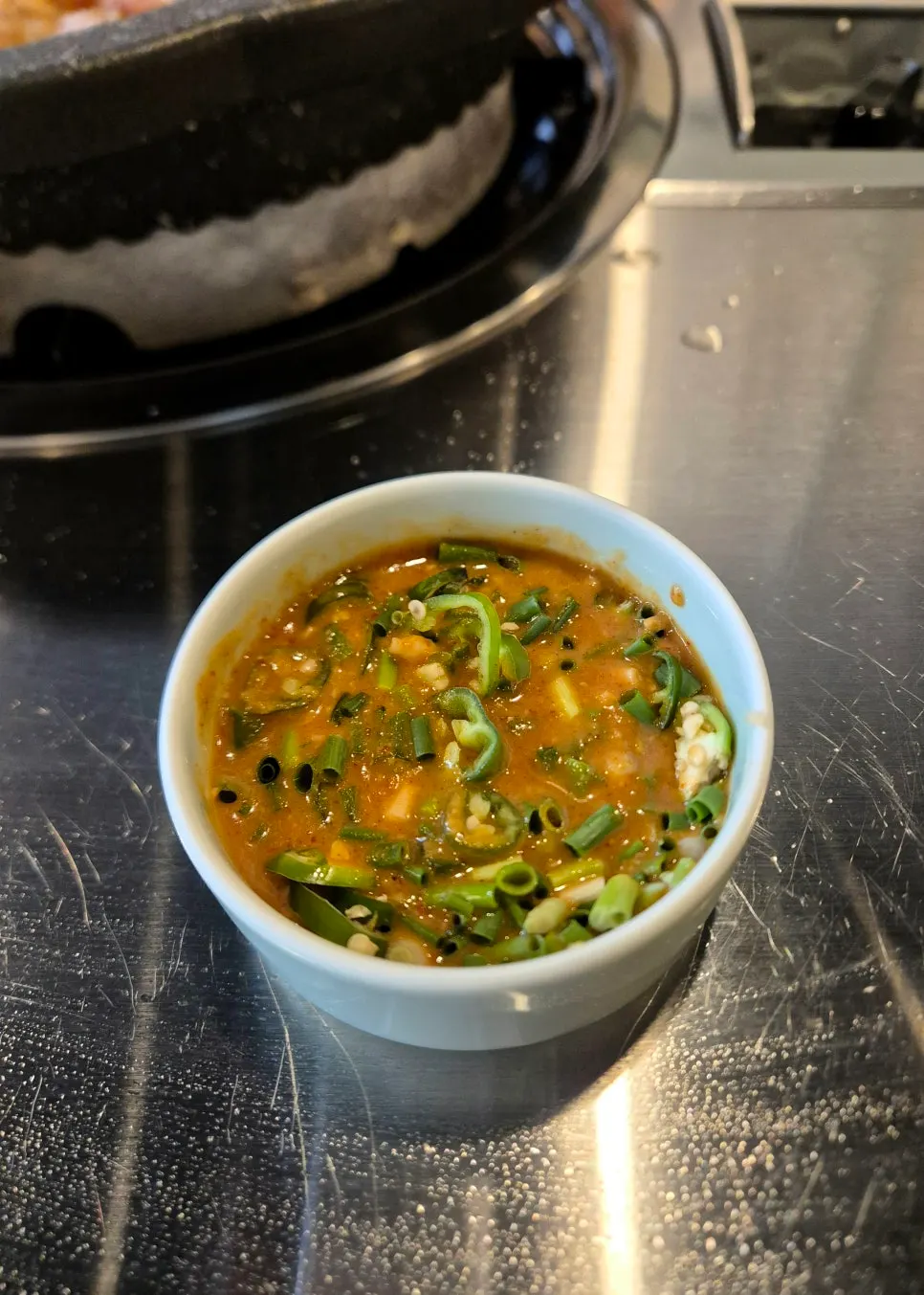 Self-service bar with vegetables and kimchi