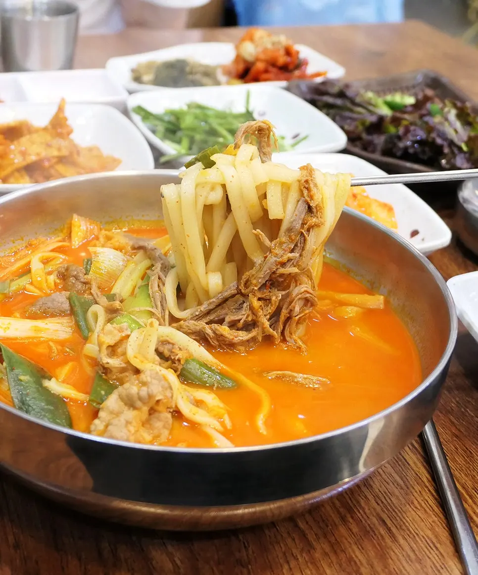 Fresh noodles ordered for the yukkal-myeon