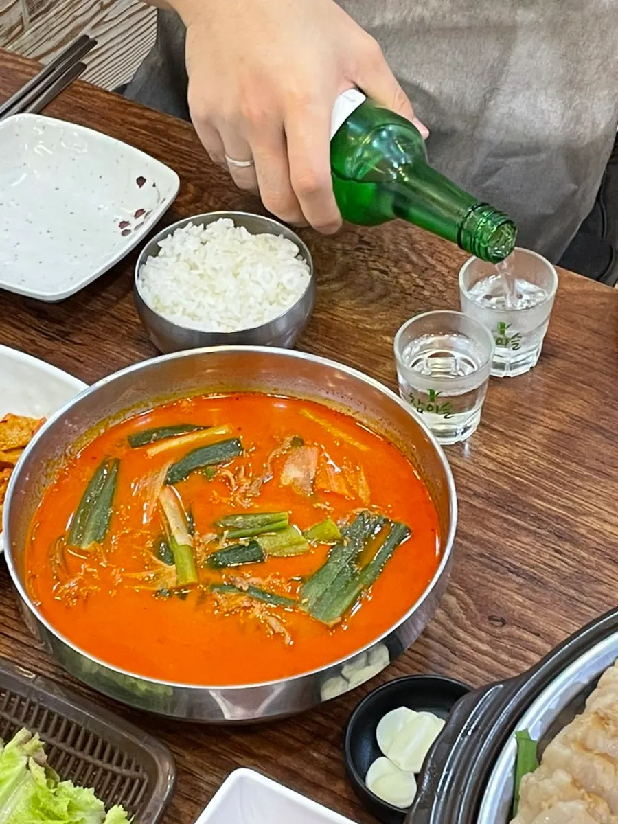 Meal set with soju
