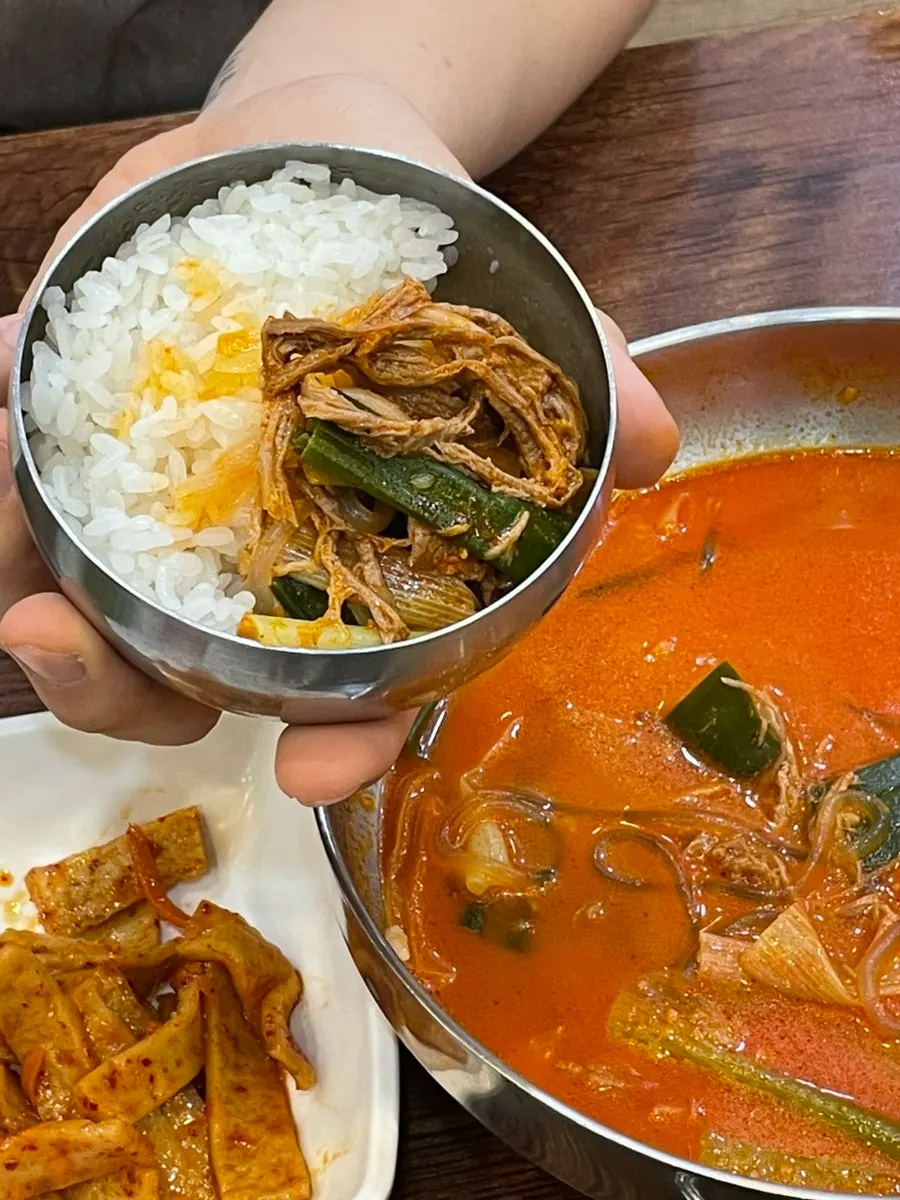 Rich cha-dol yukgaejang broth