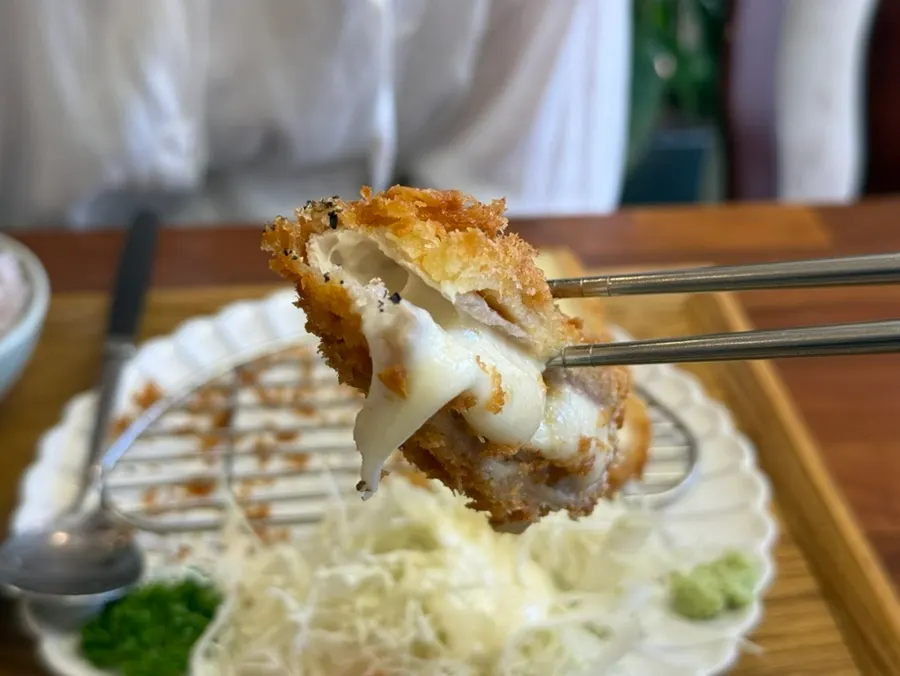 Salt served alongside the cheese katsu