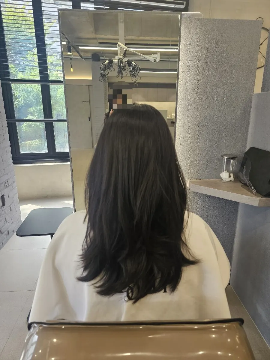 Lighter hairstyle after the layered cut