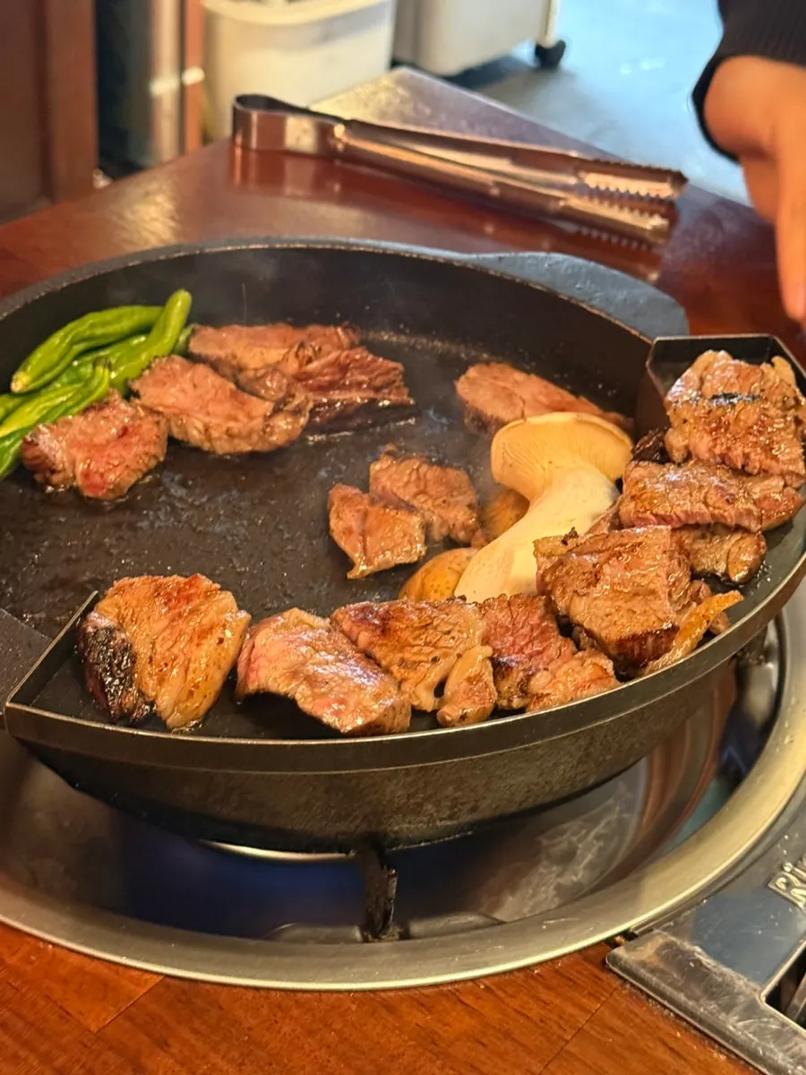 Aged galbi sliced into easy-to-eat pieces
