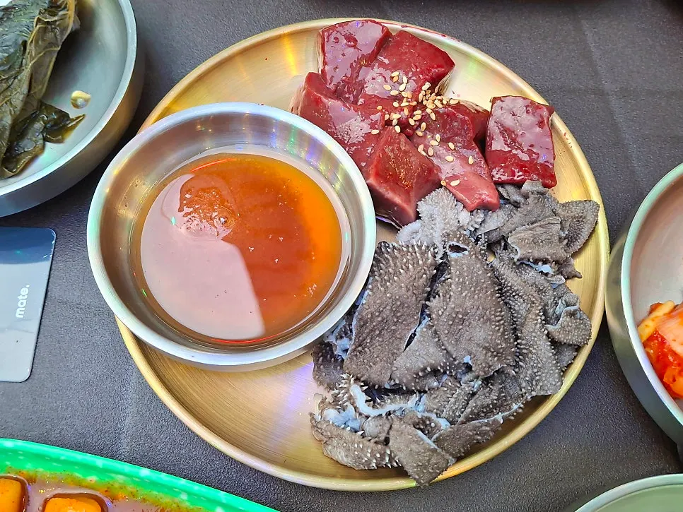 Plate of raw liver served as a basic side