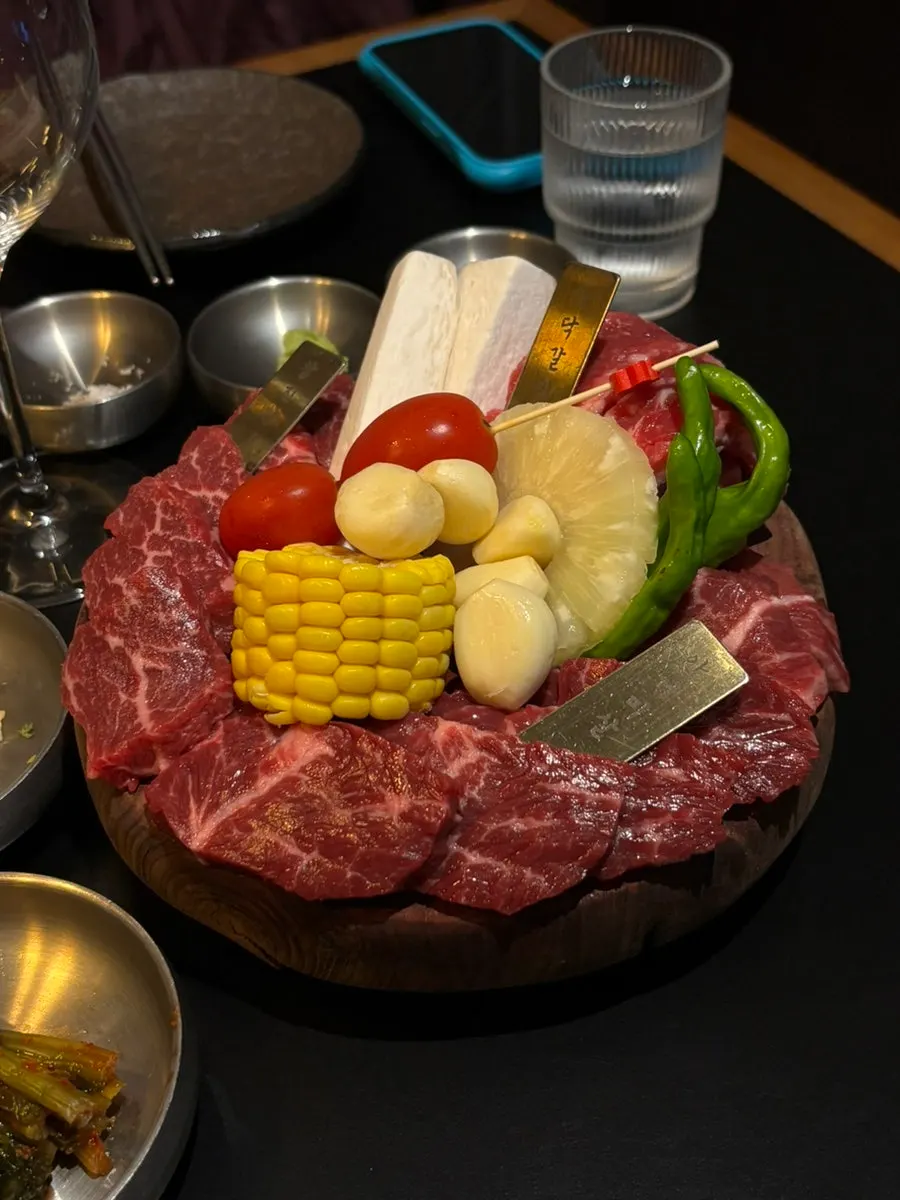Table set with charcoal grill ready