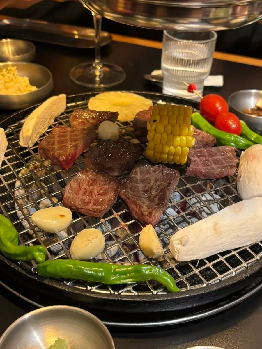 Vegetables grilling on the charcoal grill