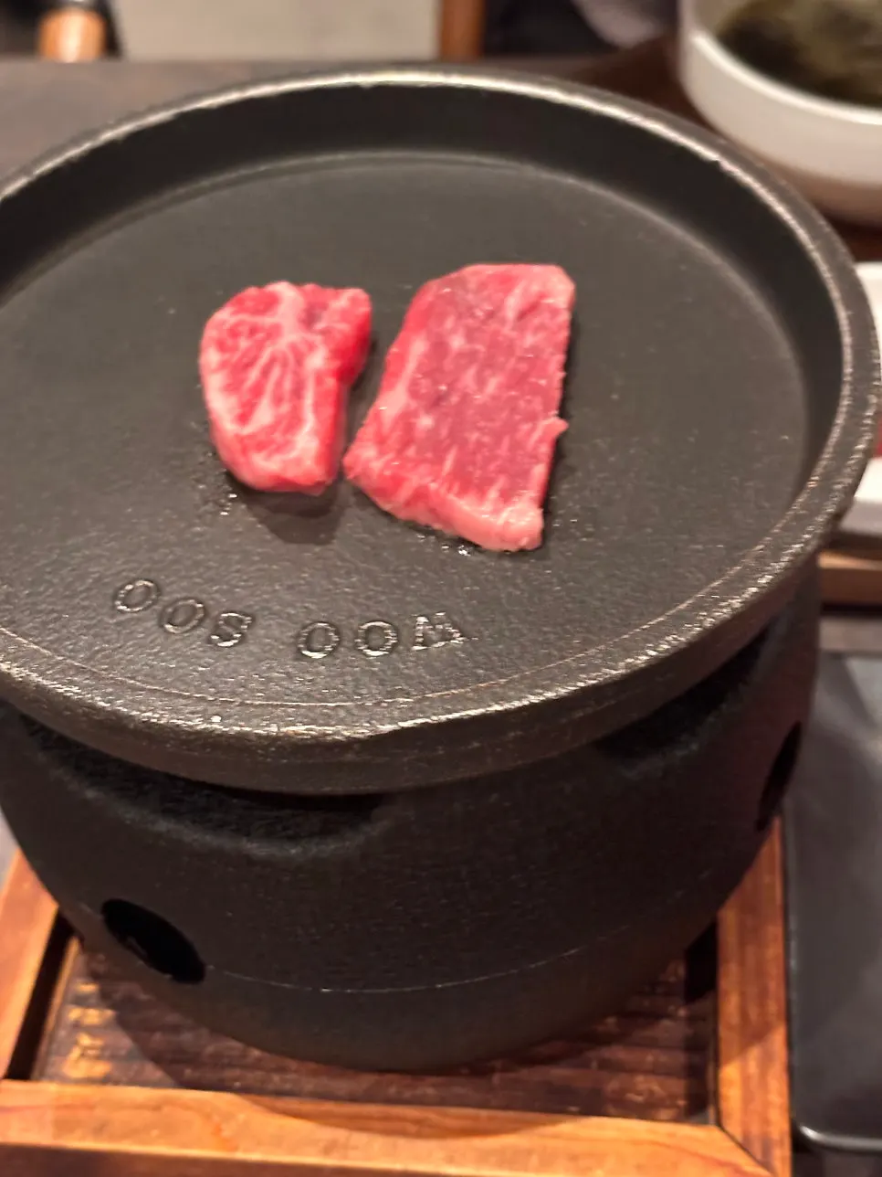 Hanwoo seaweed soup bansang set served alongside the grilled beef