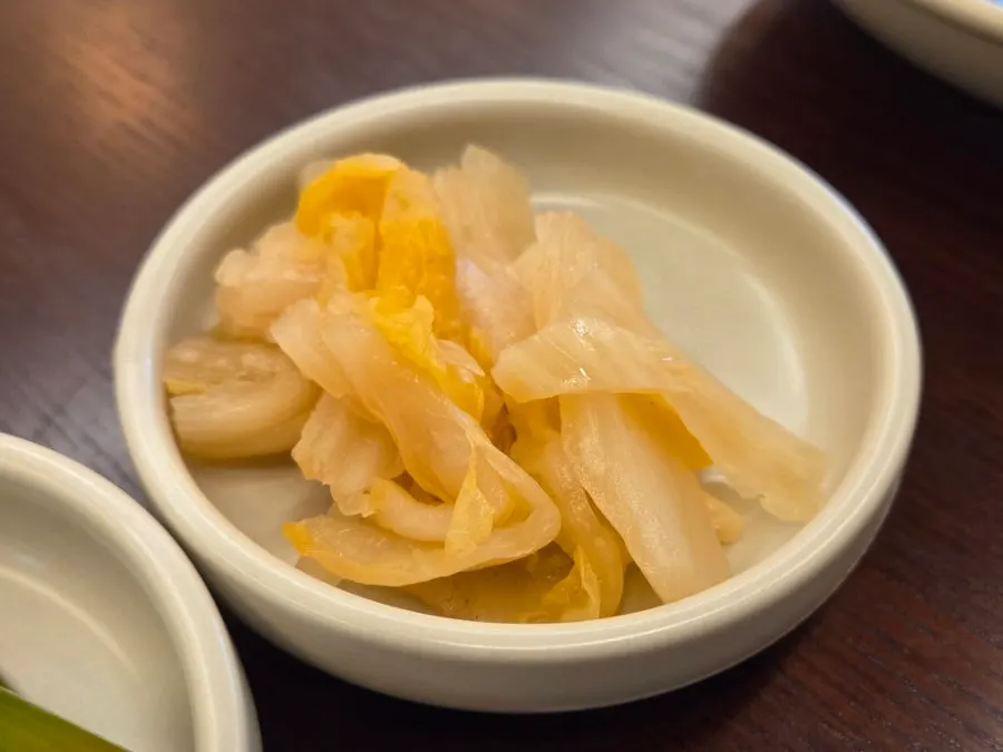Close-up of the banchan plate at Usul