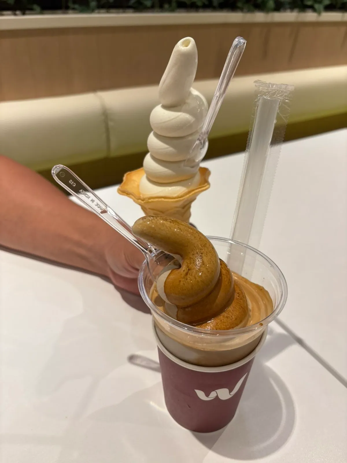 Wunder Coffee Bar's ice cream latte with ice cream scooped on top of the coffee