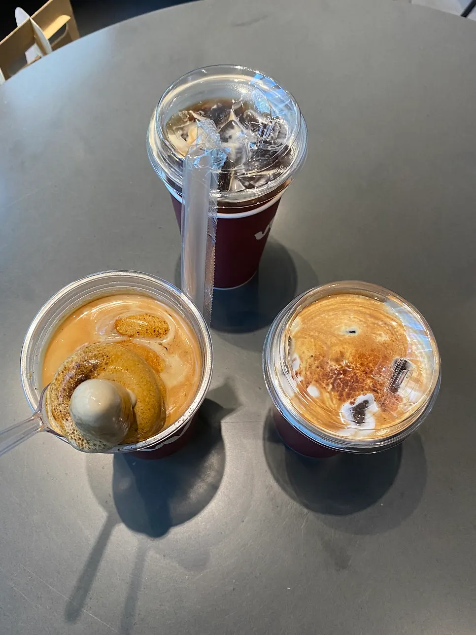 Three drinks ordered at Wunder Coffee Bar