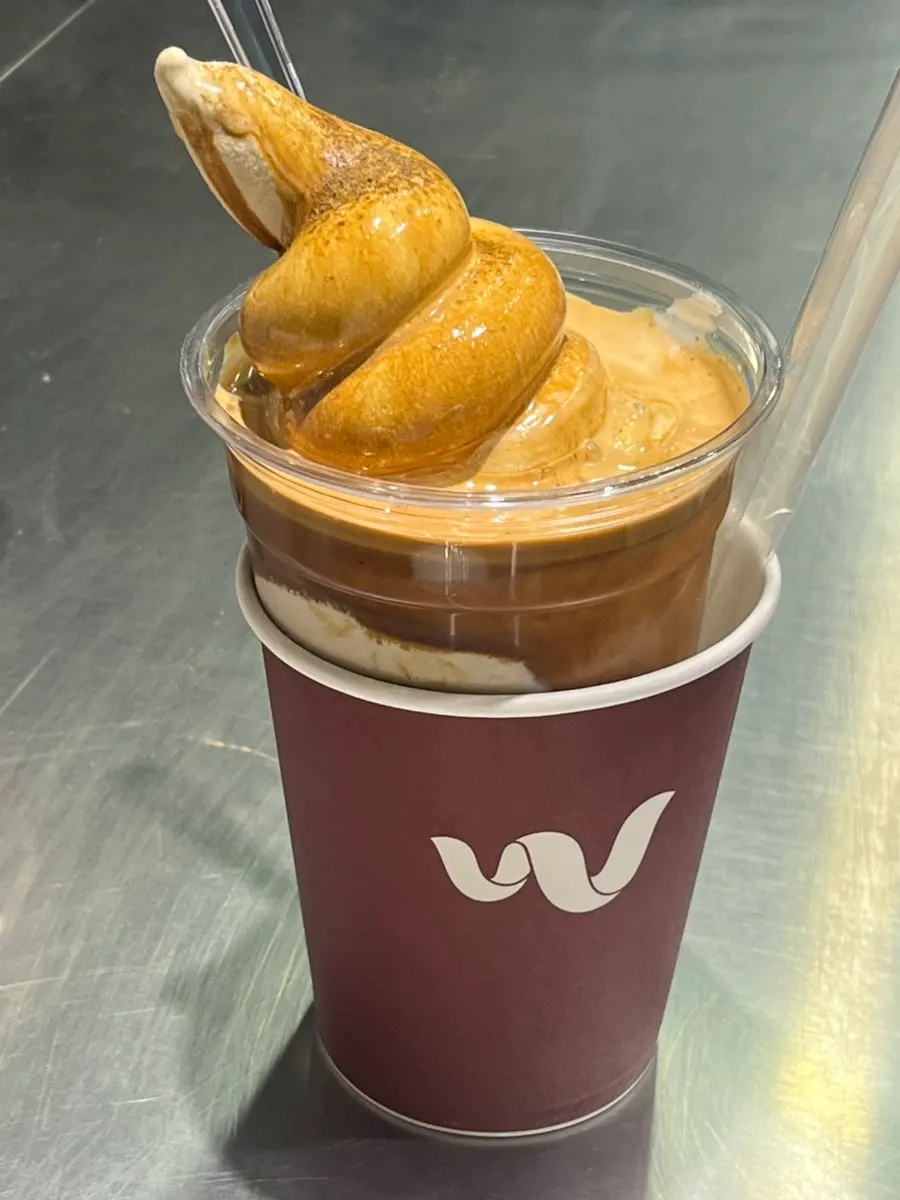 Wunder Gato topped with hojicha ice cream