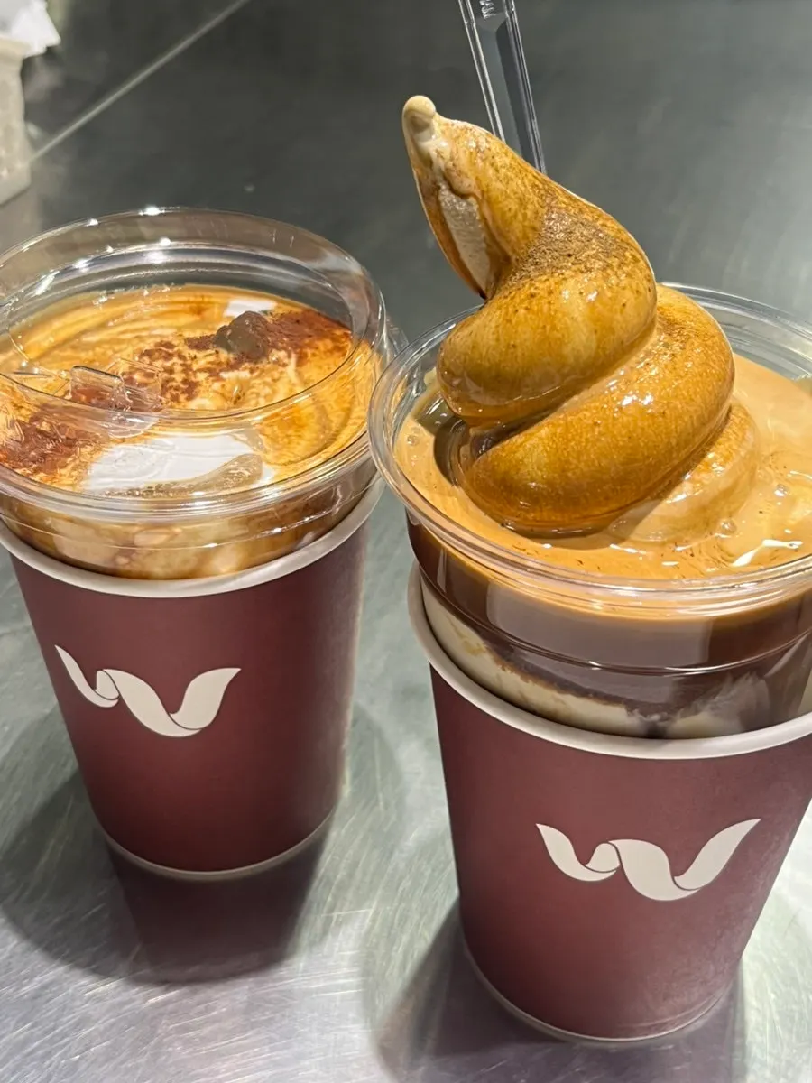 Wunder Coffee, the signature latte topped with cream