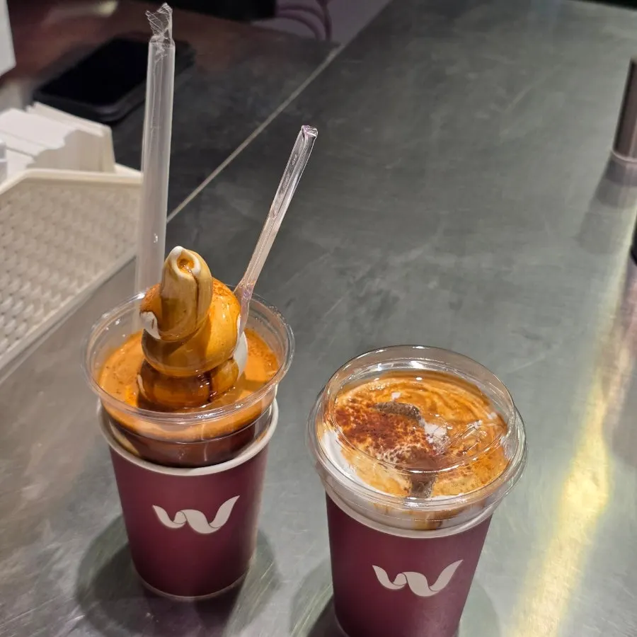 Two finished drinks from Wunder Coffee Bar